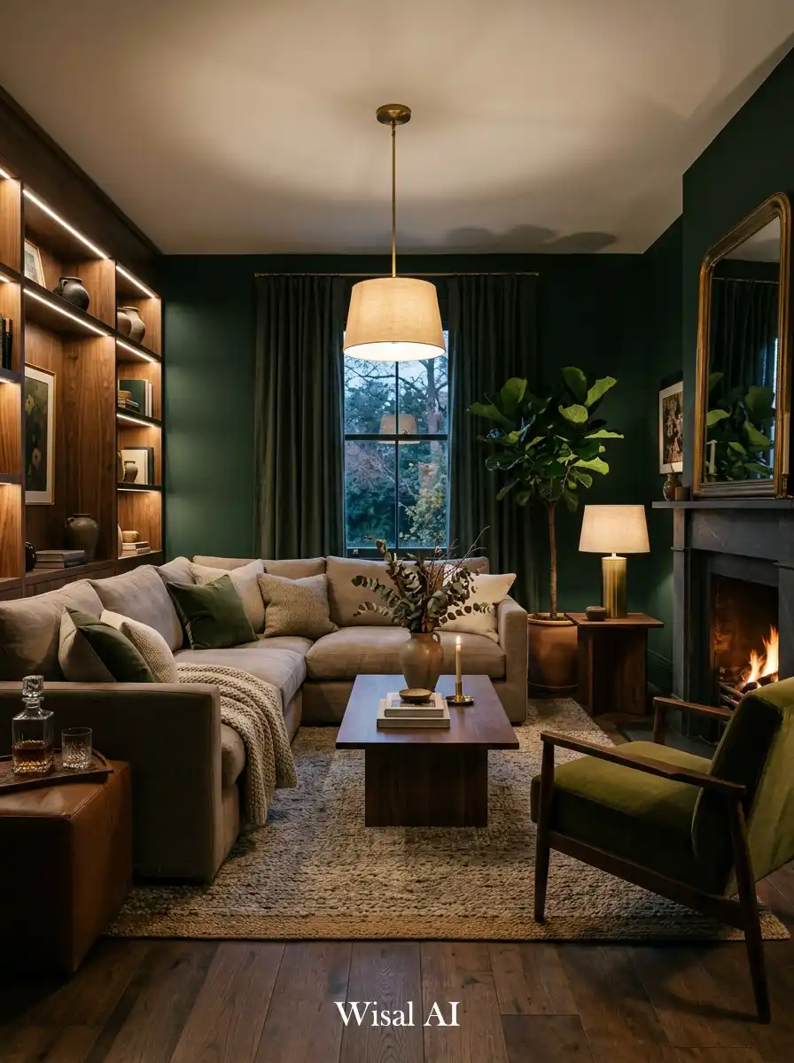 25. Luxury Moody Green Living Room