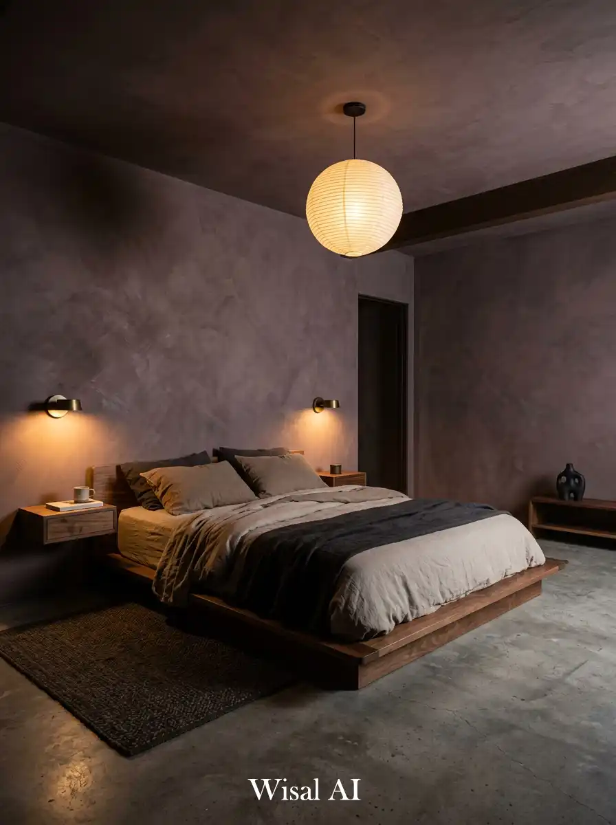 3. Plum Dusk Japandi Bedroom  The Dark Color Nobody Talks About