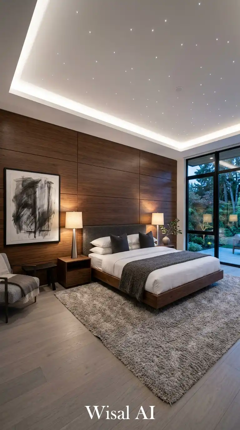 Quiet Modern Bedroom with Architectural Lighting