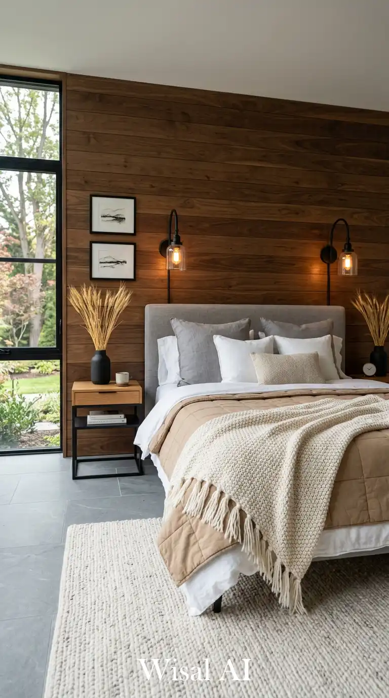 Quiet Modern Bedroom with Black Accents