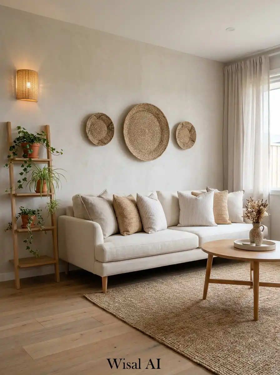6.Symmetrical Elegance in a Balanced Boho Living Room Layout