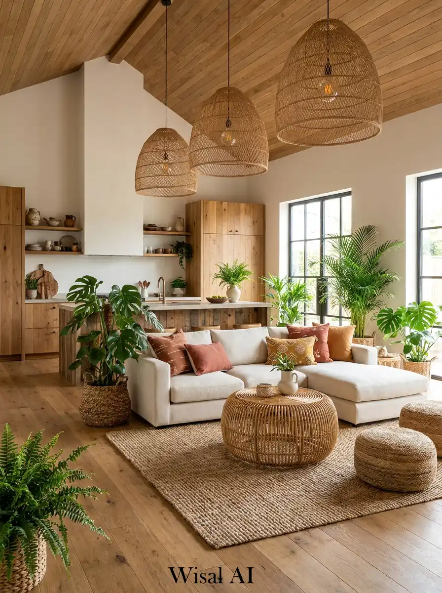 2.The Ultimate Open-Concept Boho Living Room Experience