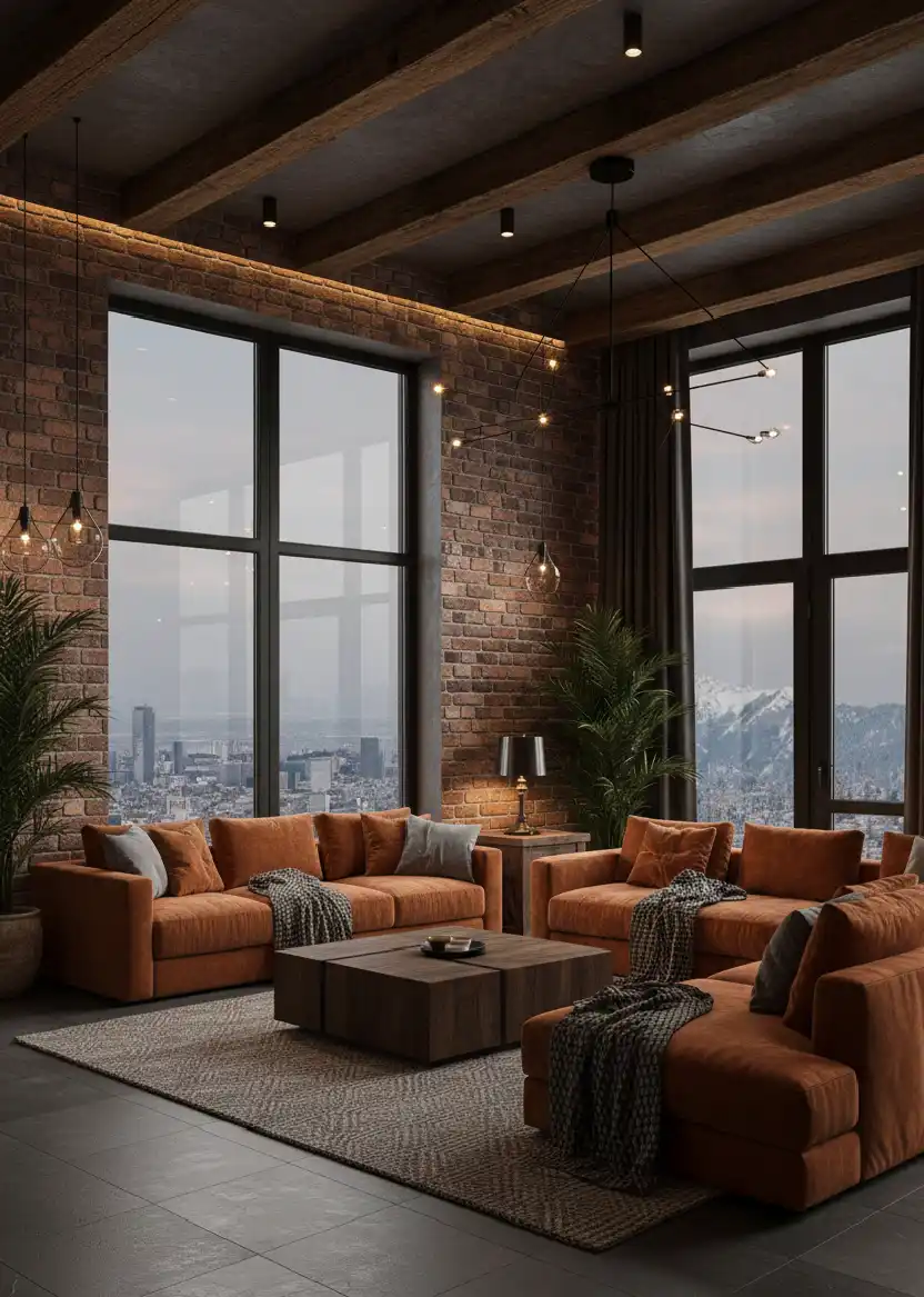 50+ Industrial Rustic Retreats: Masterclass in Burnt Orange Textures and Raw Architectural Soul Design