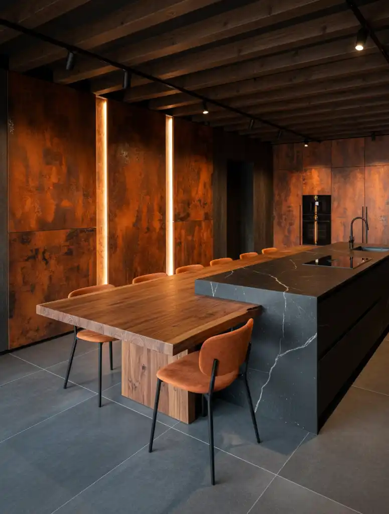 50+ Industrial Rustic Retreats: Masterclass in Burnt Orange Textures and Raw Architectural Soul Design